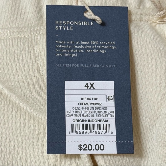 NWT Universal Thread High Rise Fleece Jogger
Pants Pockets Cream Ivory Size 4X - Picture 3 of 7